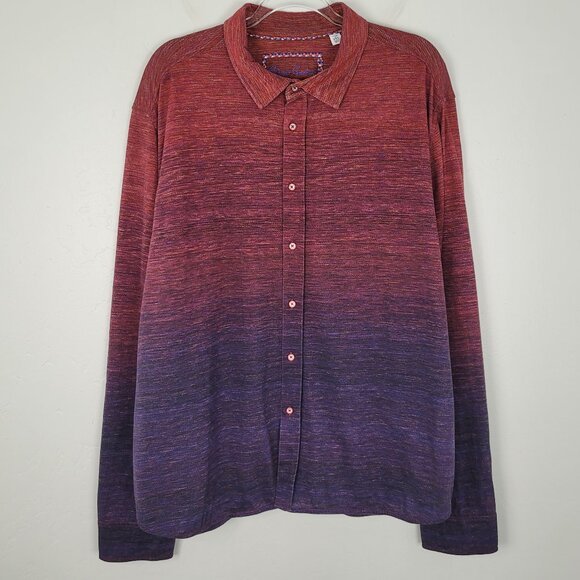 Robert Graham Button Shirt Long Sleeve Ombre Flip Cuff Knit Red Purple Size 3XL - Picture 1 of 14